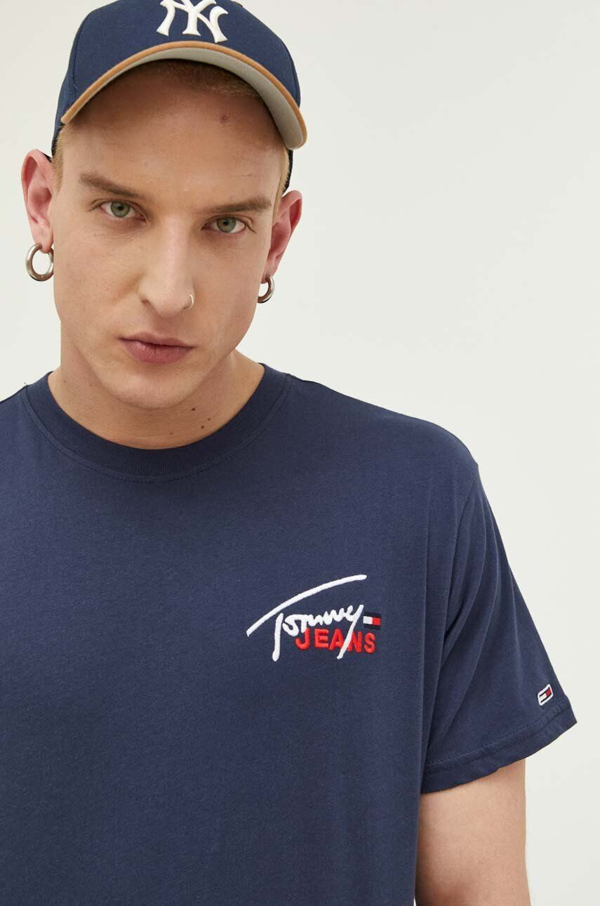 Tommy Jeans tricou din bumbac culoarea alb cu imprimeu - Pled.ro