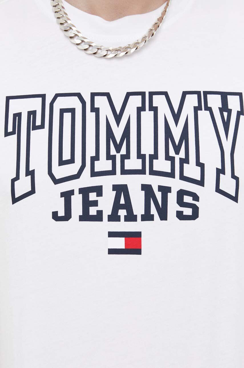 Tommy Jeans tricou din bumbac culoarea alb cu imprimeu - Pled.ro