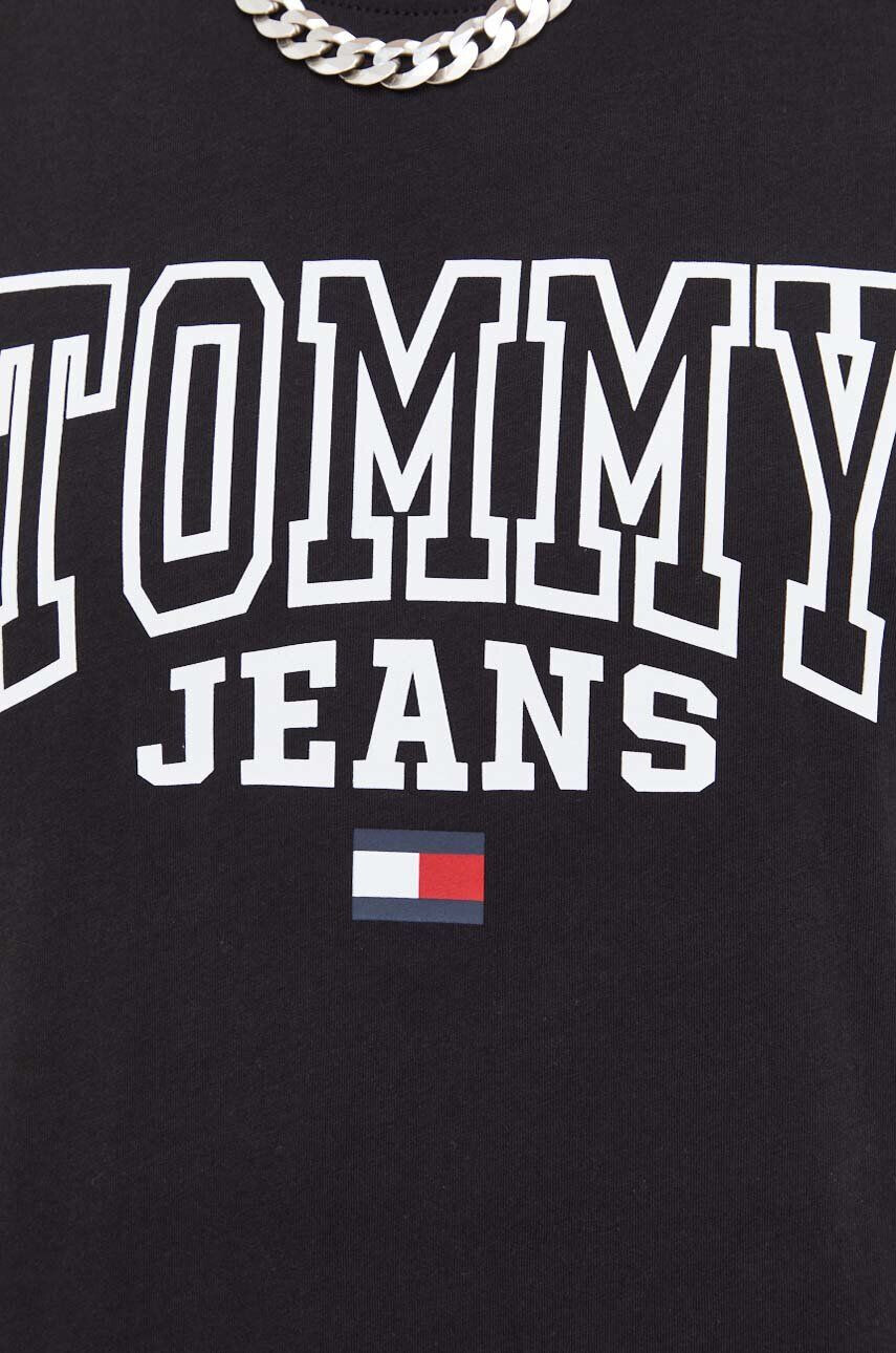 Tommy Jeans tricou din bumbac culoarea negru cu imprimeu - Pled.ro