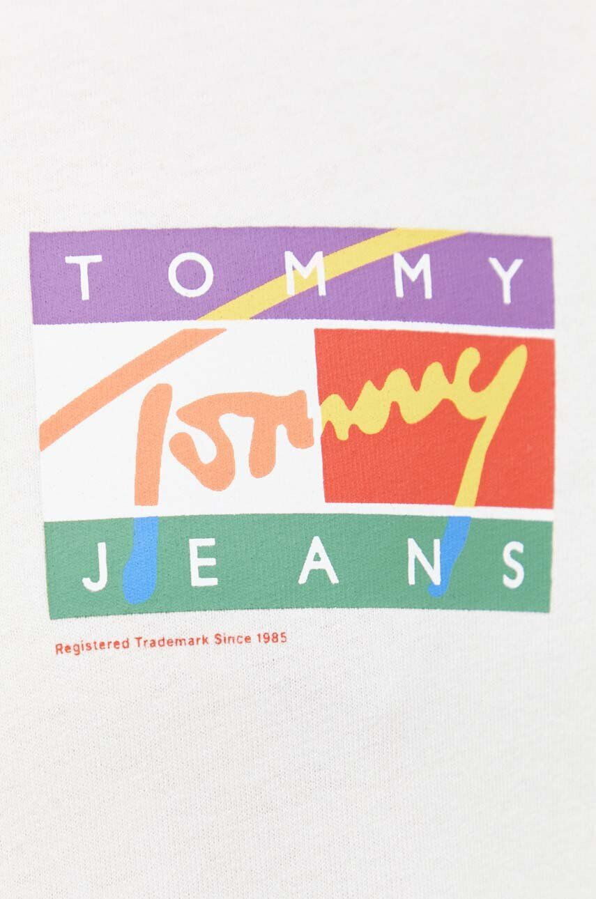 Tommy Jeans tricou din bumbac culoarea bej cu imprimeu - Pled.ro