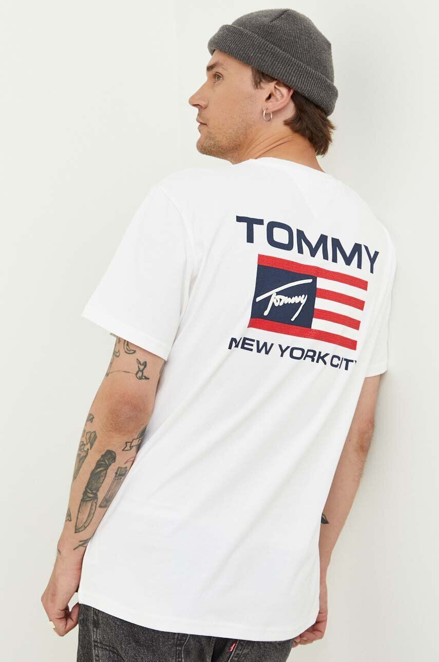 Tommy Jeans tricou din bumbac culoarea alb modelator - Pled.ro