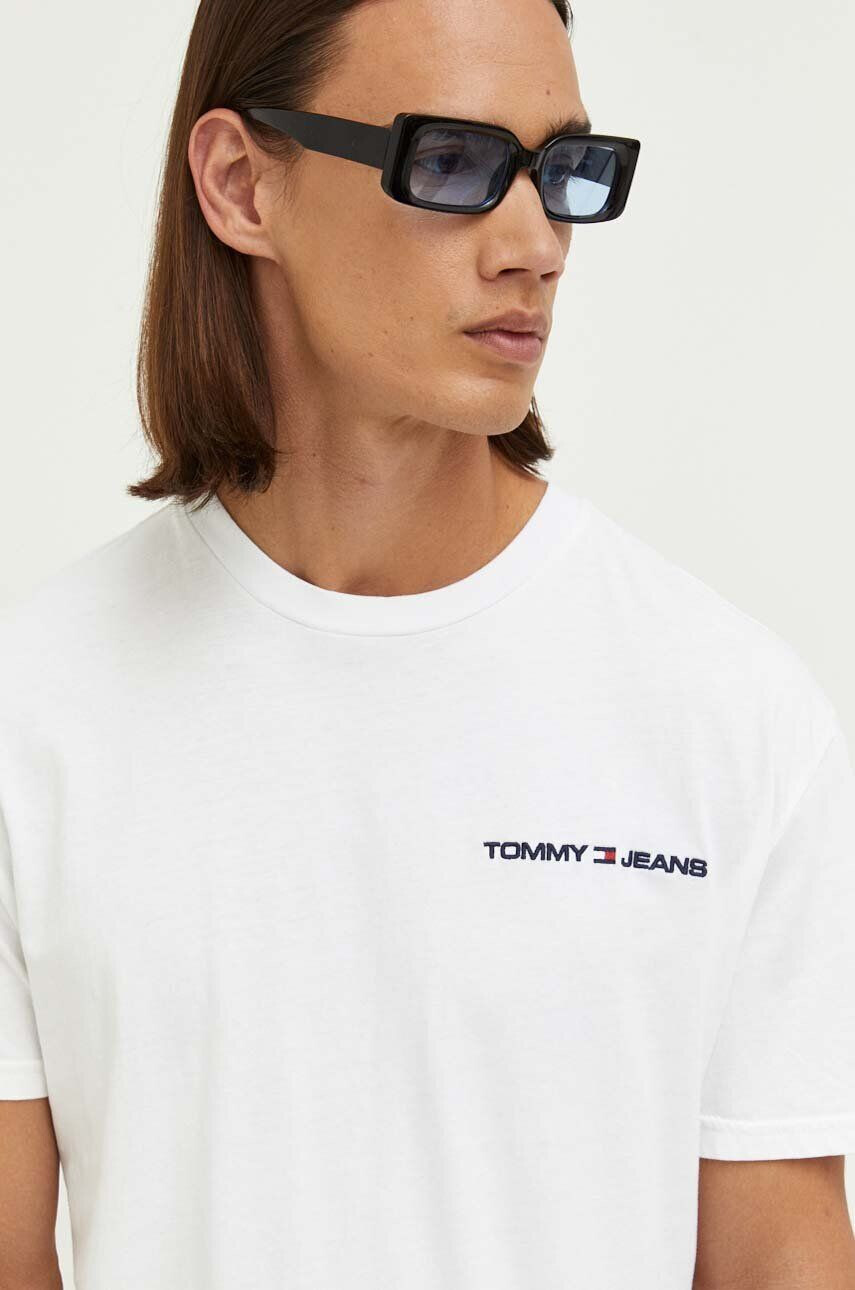 Tommy Jeans tricou din bumbac culoarea alb cu imprimeu - Pled.ro