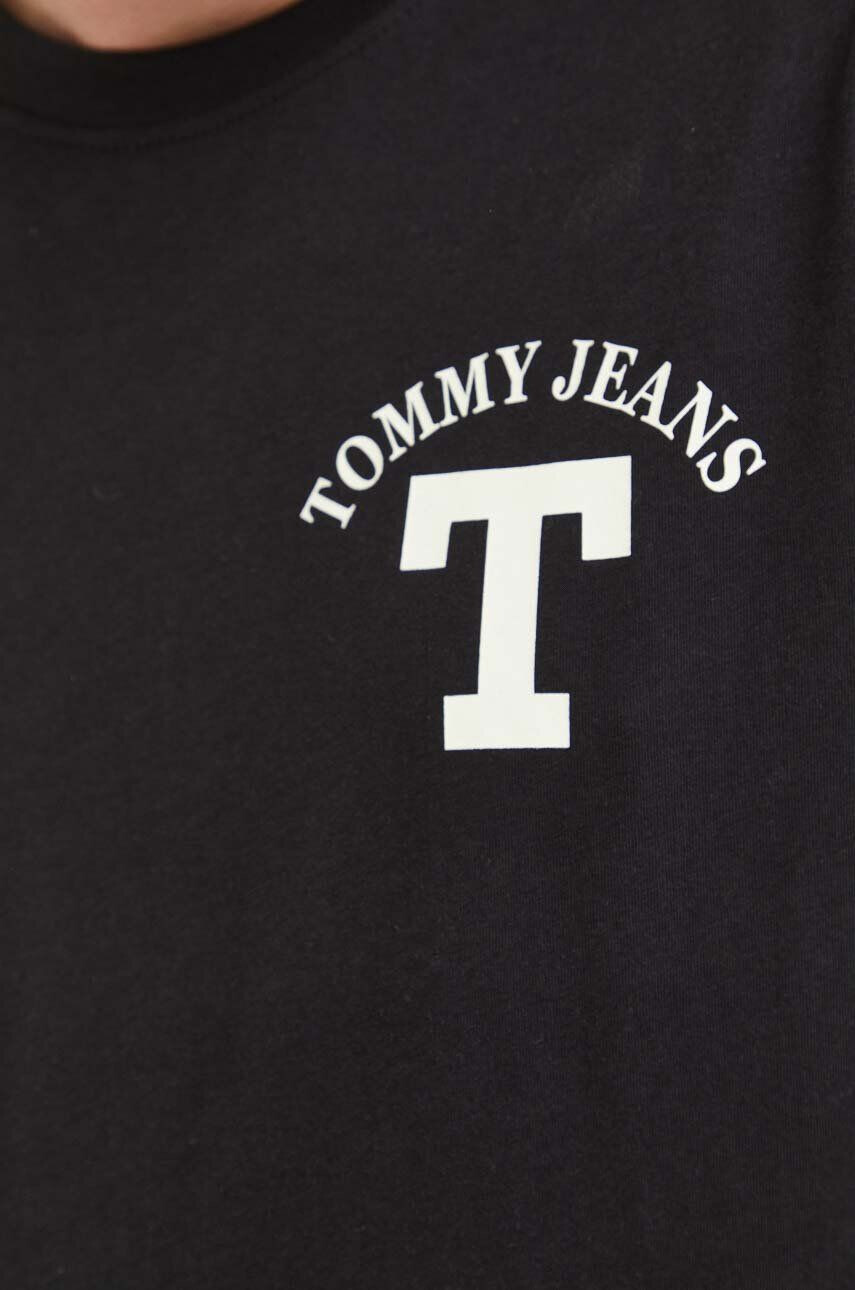 Tommy Jeans tricou din bumbac culoarea negru cu imprimeu - Pled.ro