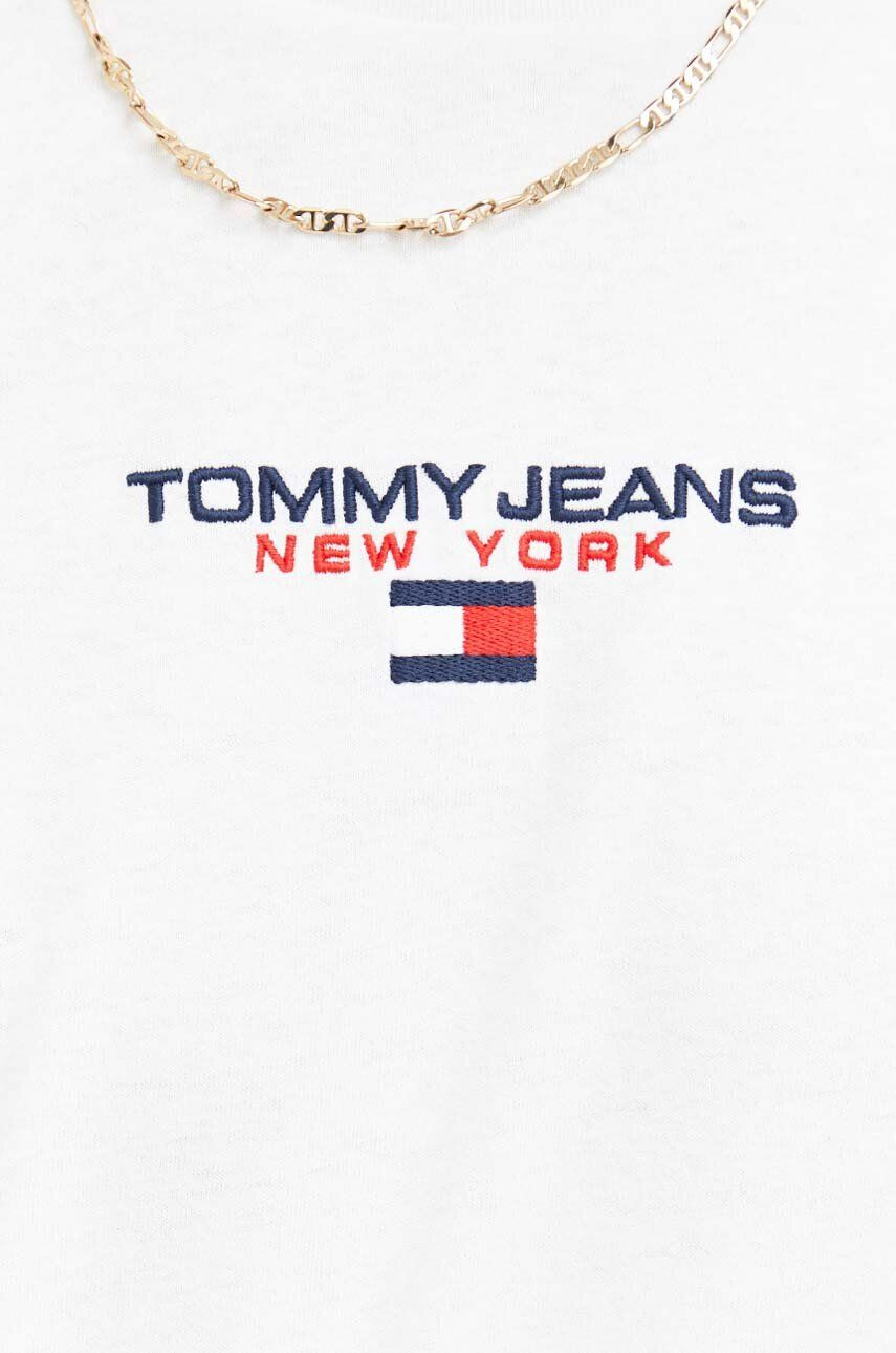 Tommy Jeans tricou din bumbac culoarea alb cu imprimeu - Pled.ro