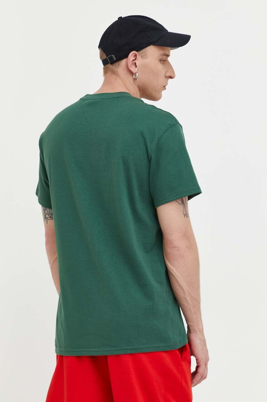 Tommy Jeans tricou din bumbac culoarea verde cu imprimeu - Pled.ro