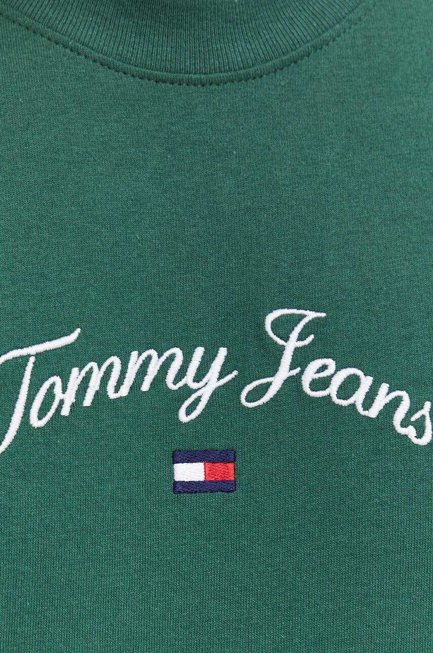 Tommy Jeans tricou din bumbac culoarea verde cu imprimeu - Pled.ro