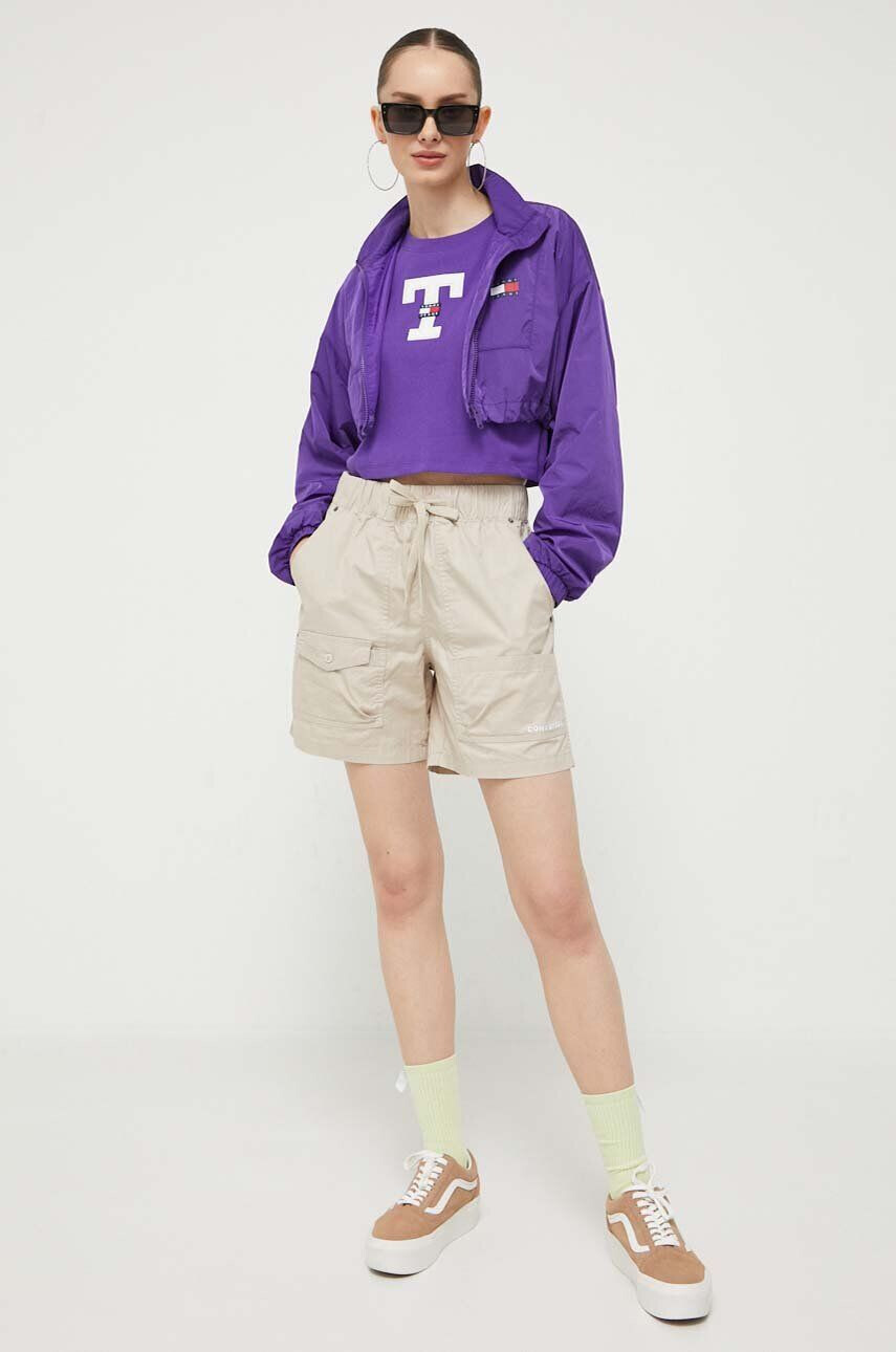 Tommy Jeans tricou din bumbac culoarea violet - Pled.ro