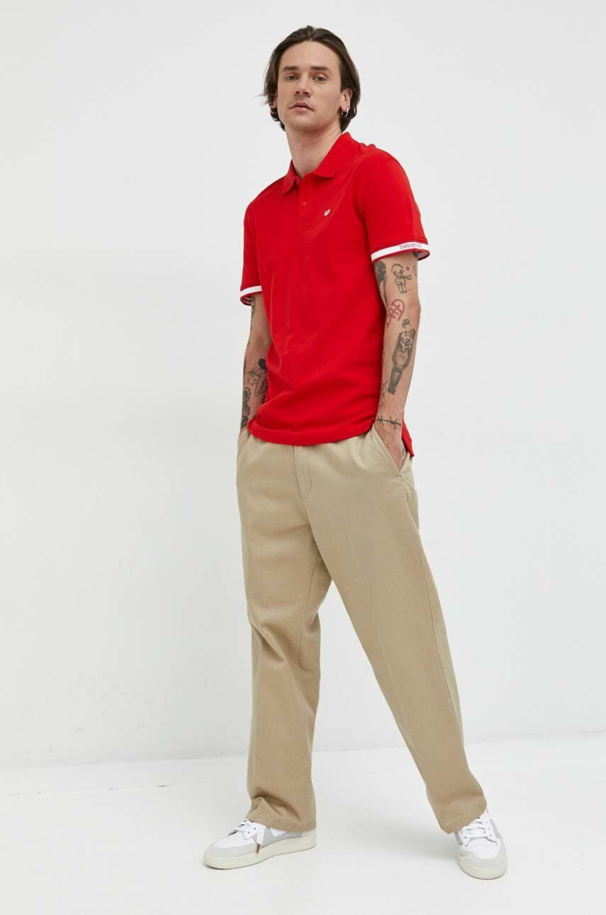 Tommy Jeans tricou polo barbati culoarea rosu cu imprimeu - Pled.ro