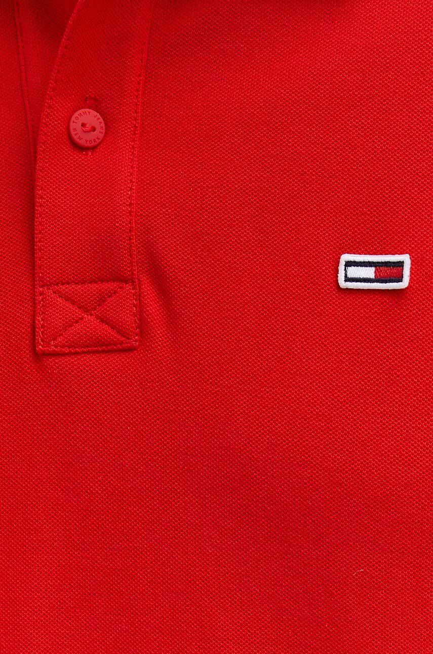 Tommy Jeans tricou polo barbati culoarea rosu cu imprimeu - Pled.ro