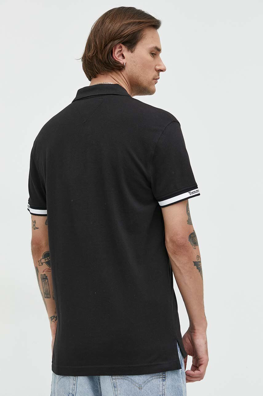 Tommy Jeans tricou polo barbati culoarea negru cu imprimeu - Pled.ro