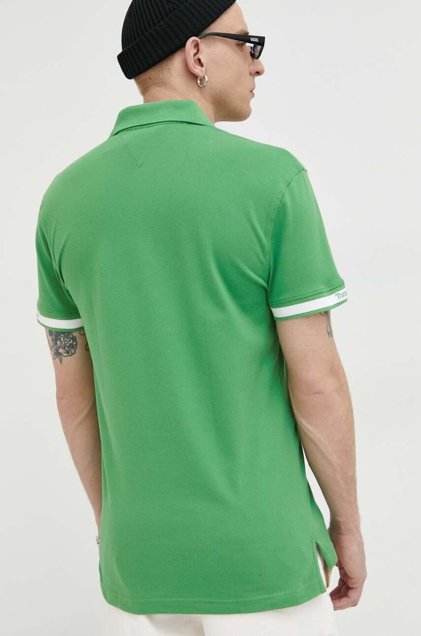 Tommy Jeans tricou polo barbati culoarea verde cu imprimeu - Pled.ro