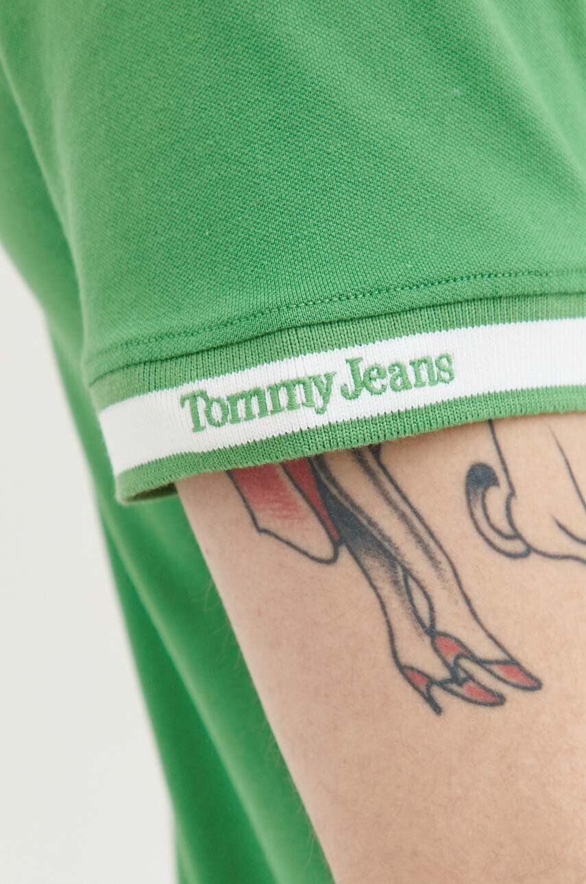 Tommy Jeans tricou polo barbati culoarea verde cu imprimeu - Pled.ro