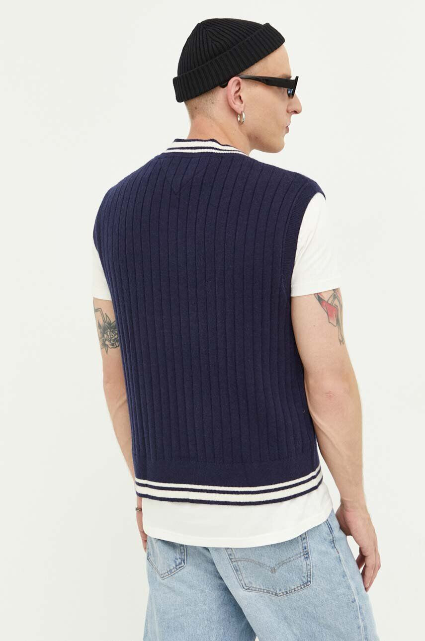 Tommy Jeans vesta din amestec de lana culoarea albastru marin light - Pled.ro