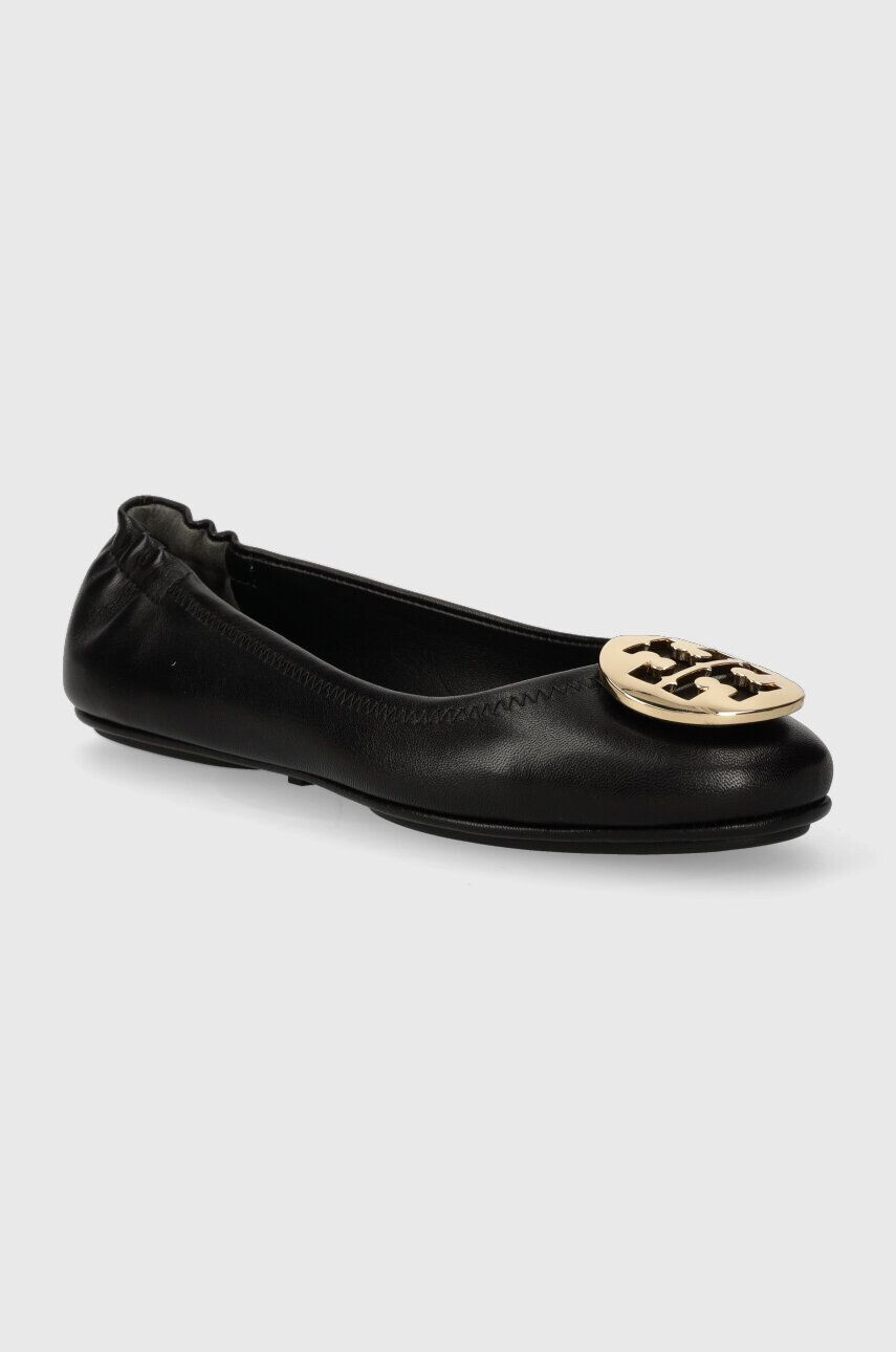 Tory Burch balerini de piele MINNIE TRAVEL BALLET culoarea negru 50393-013 - Pled.ro