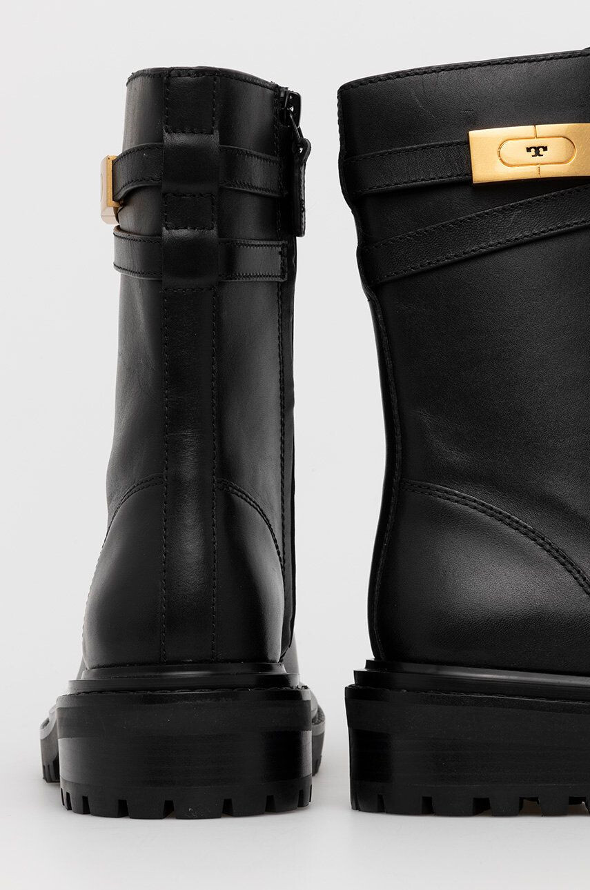 Tory Burch Cizme de piele femei culoarea negru cu platformă - Pled.ro