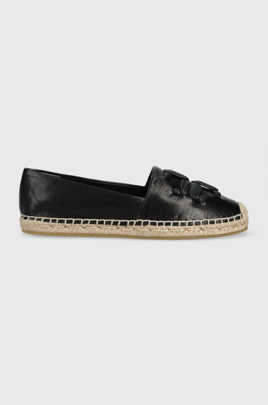 Tory Burch espadrile de piele Woven culoarea negru 144042-004 - Pled.ro