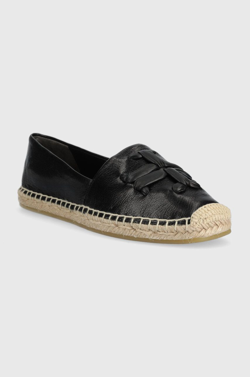 Tory Burch espadrile de piele Woven culoarea negru 144042-004 - Pled.ro