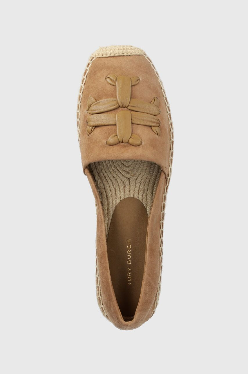 Tory Burch espadrile din piele intoarsa Woven culoarea maro 143022-250 - Pled.ro