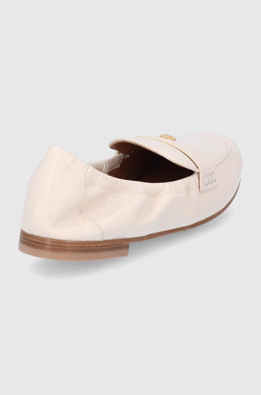 Tory Burch Mocasini de piele femei culoarea crem cu toc plat - Pled.ro