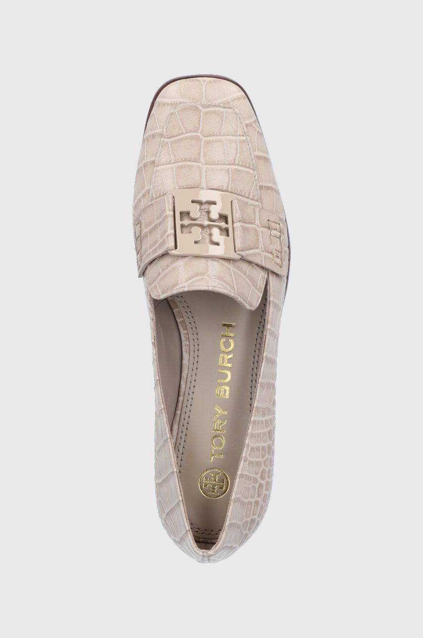 Tory Burch Mocasini de piele femei culoarea bej cu toc plat - Pled.ro