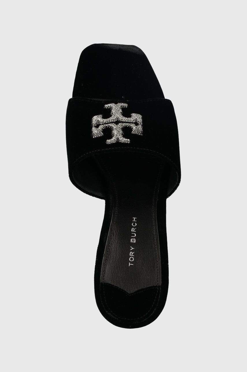 Tory Burch papuci Eleanor Pave femei culoarea negru toc mic - Pled.ro