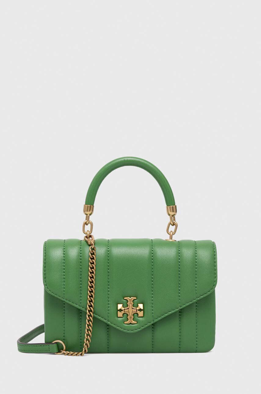 Tory Burch poseta de piele culoarea verde - Pled.ro