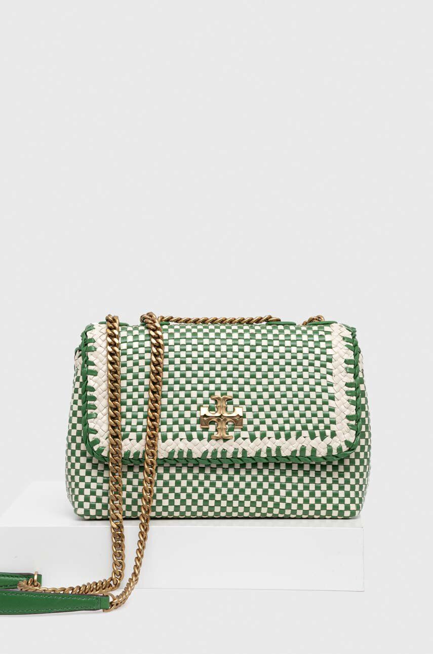 Tory Burch poseta de piele culoarea verde - Pled.ro