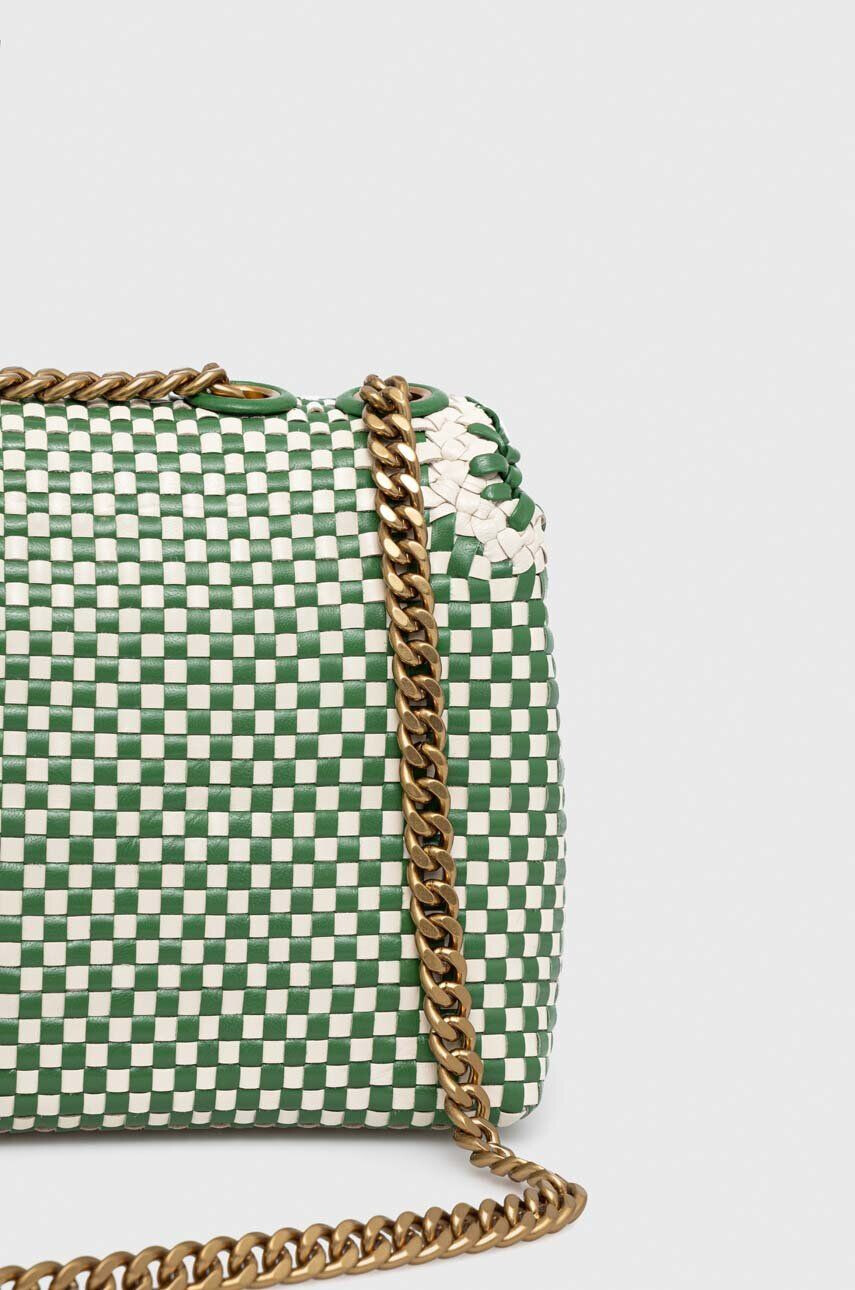 Tory Burch poseta de piele culoarea verde - Pled.ro