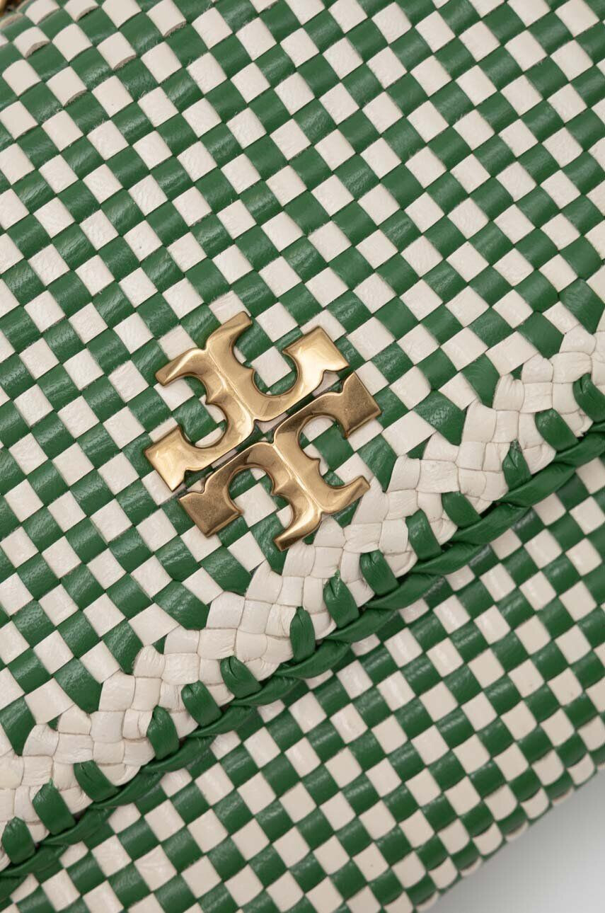 Tory Burch poseta de piele culoarea verde - Pled.ro