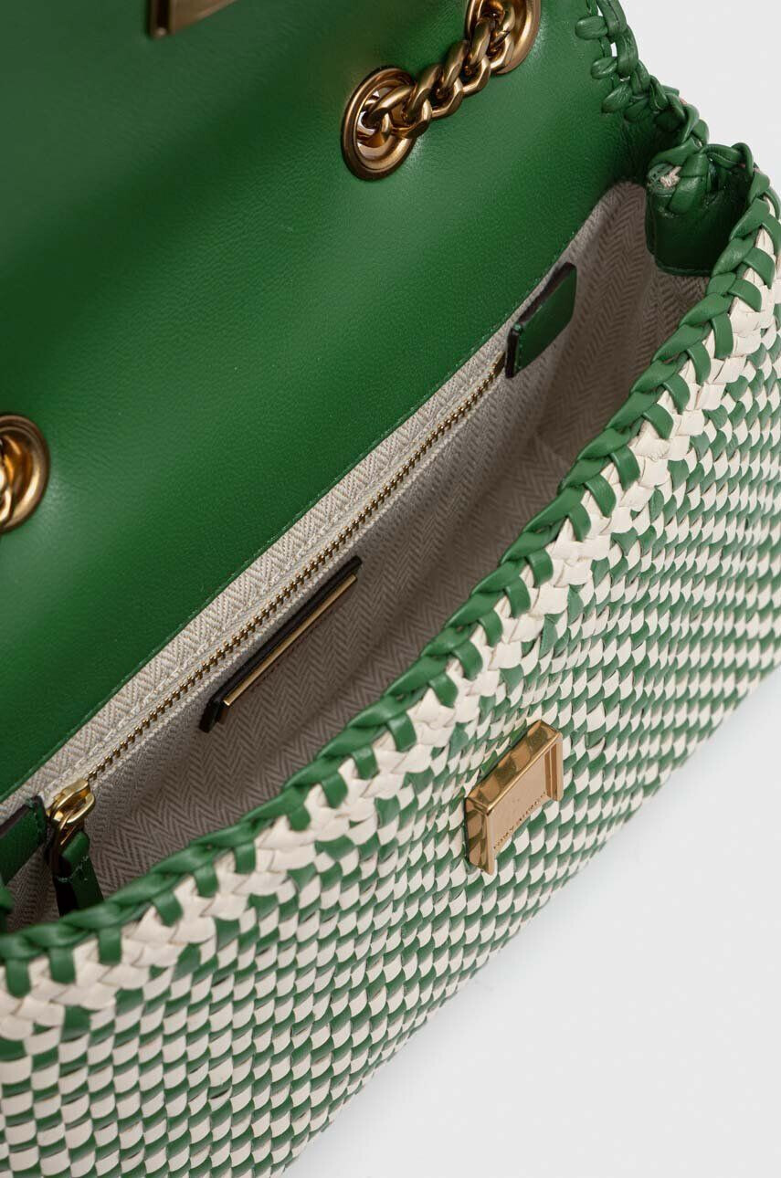 Tory Burch poseta de piele culoarea verde - Pled.ro