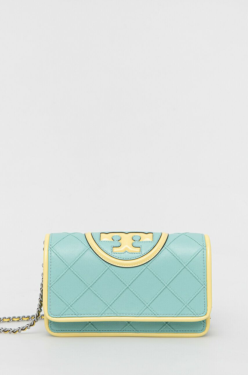 Tory Burch poseta de piele culoarea verde - Pled.ro