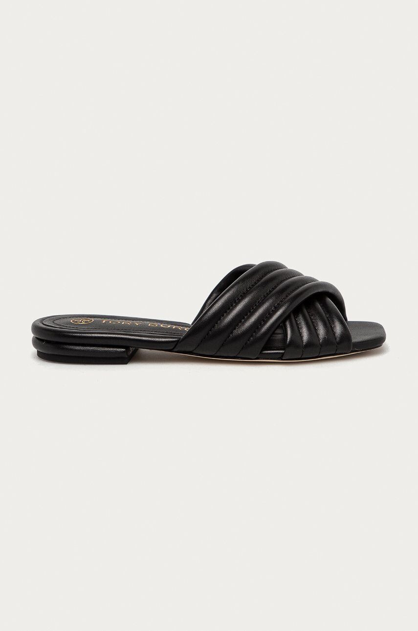 Tory Burch Șlapi de piele femei culoarea negru - Pled.ro