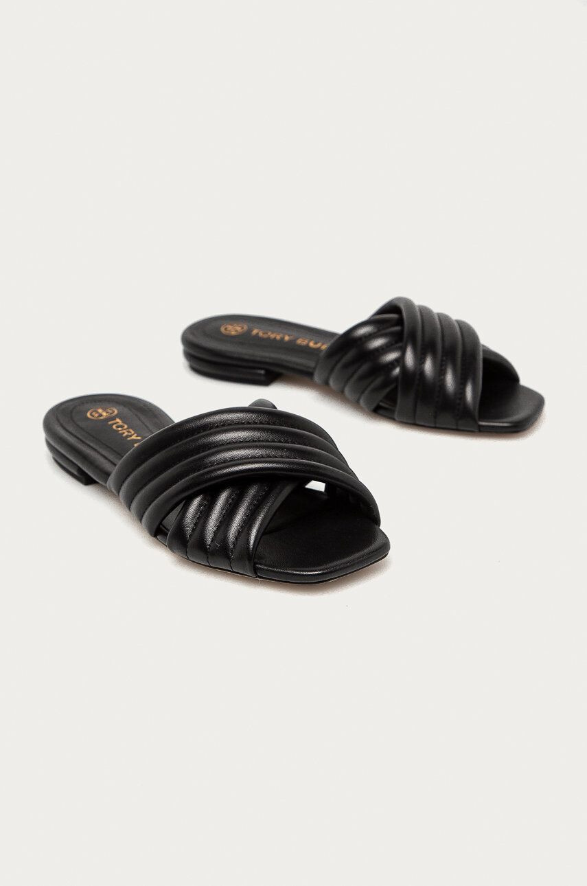 Tory Burch Șlapi de piele femei culoarea negru - Pled.ro