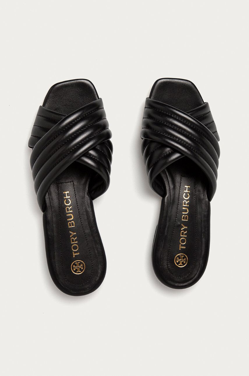 Tory Burch Șlapi de piele femei culoarea negru - Pled.ro