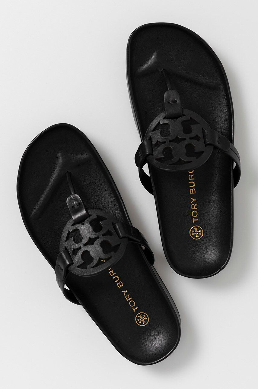 Tory Burch slapi de piele femei culoarea maro - Pled.ro