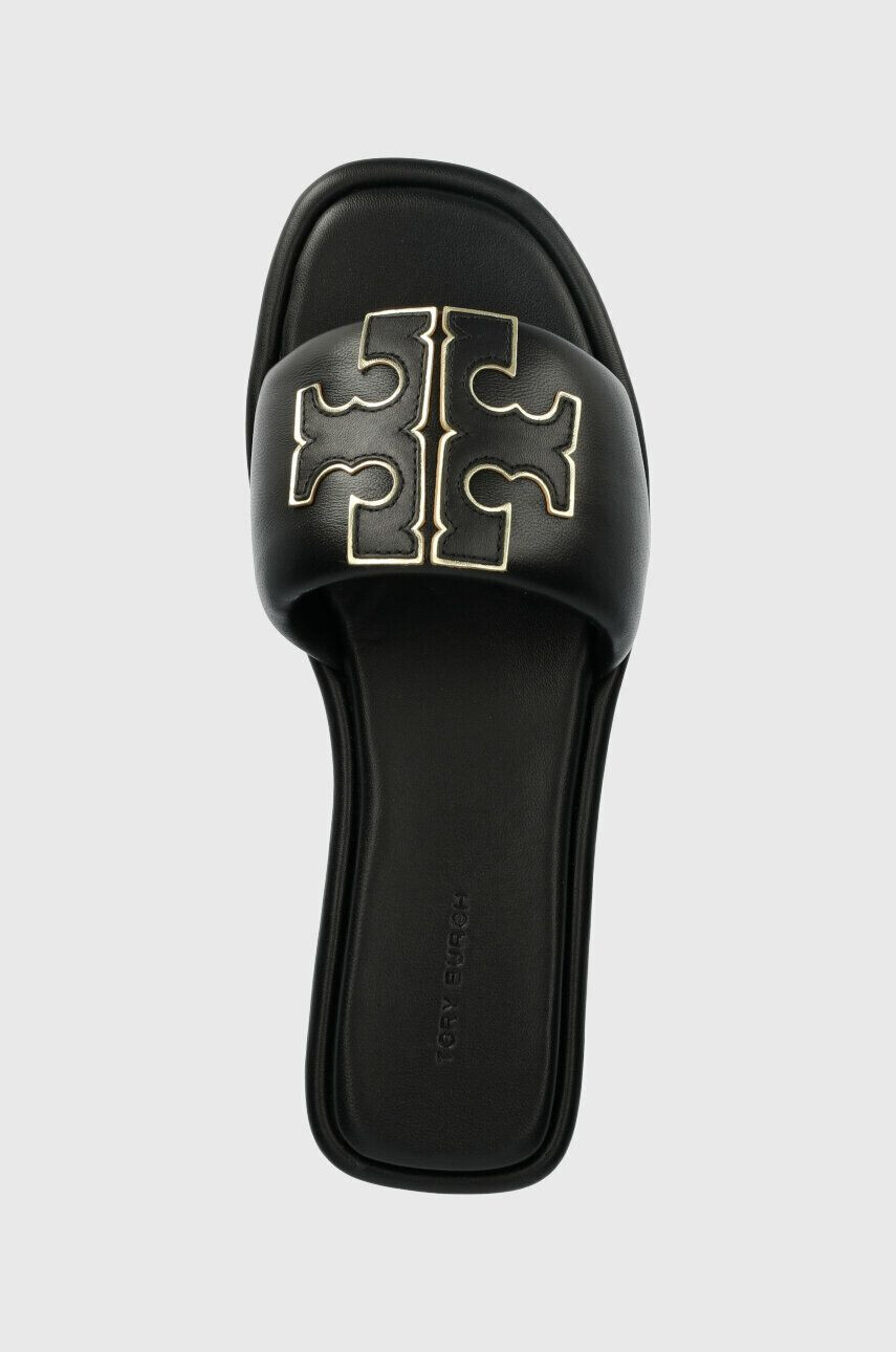 Tory Burch slapi de piele Double T Sport Slide femei culoarea negru 79985 - Pled.ro