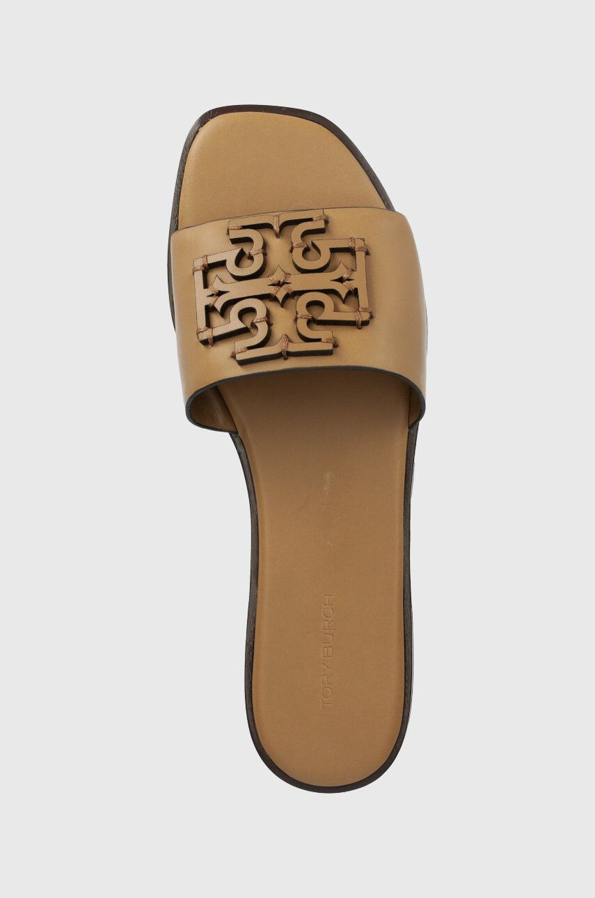 Tory Burch slapi de piele Ines femei culoarea maro - Pled.ro