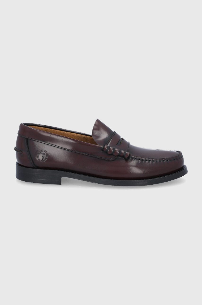 Trussardi Mocasini de piele bărbați culoarea bordo - Pled.ro