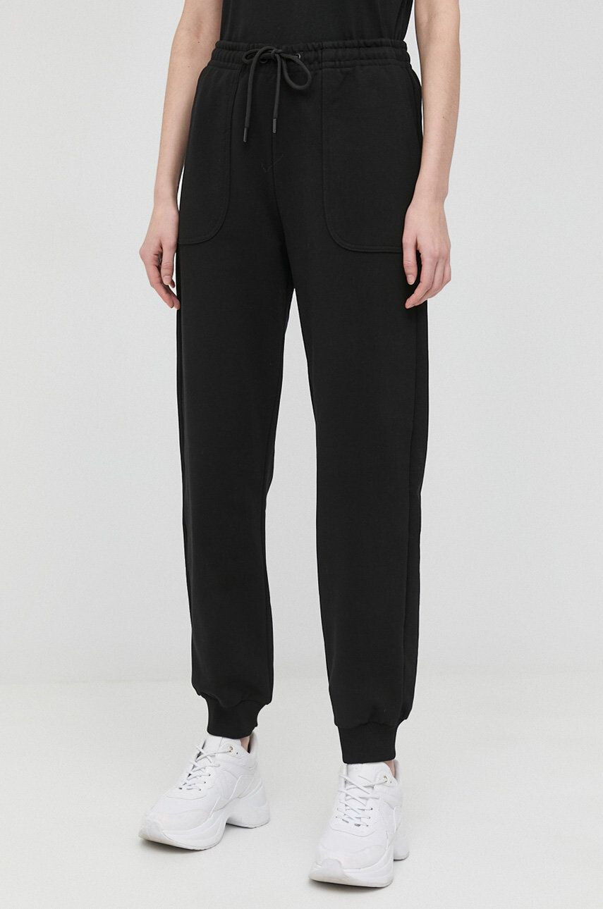 Trussardi pantaloni de trening din bumbac femei culoarea negru neted - Pled.ro