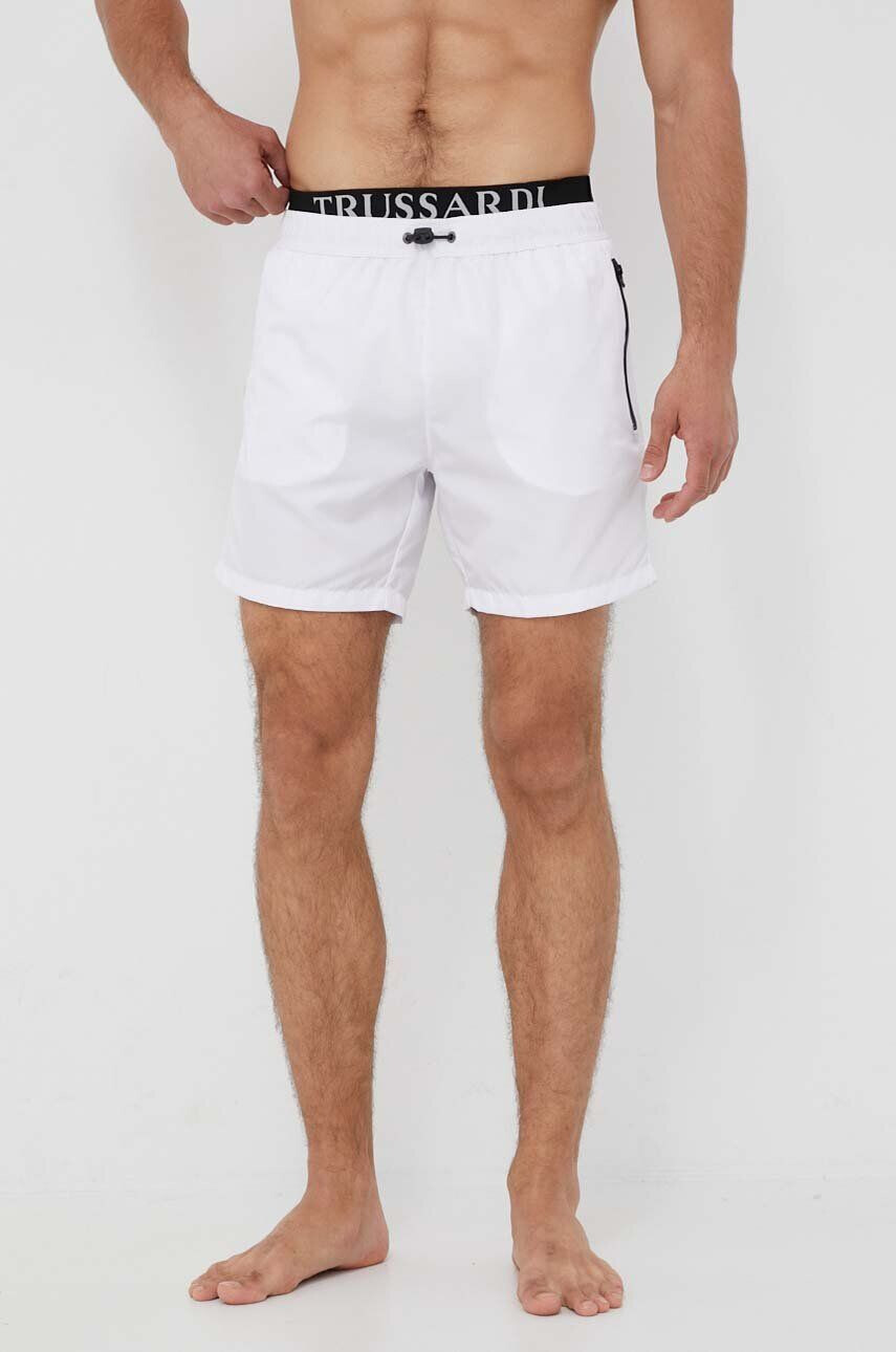 Trussardi pantaloni scurti de baie culoarea alb - Pled.ro