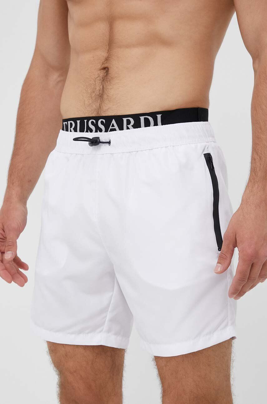 Trussardi pantaloni scurti de baie culoarea alb - Pled.ro