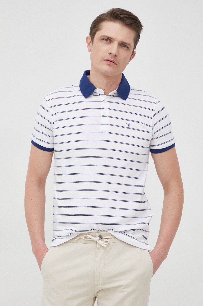 Trussardi polo de bumbac culoarea albastru marin neted - Pled.ro