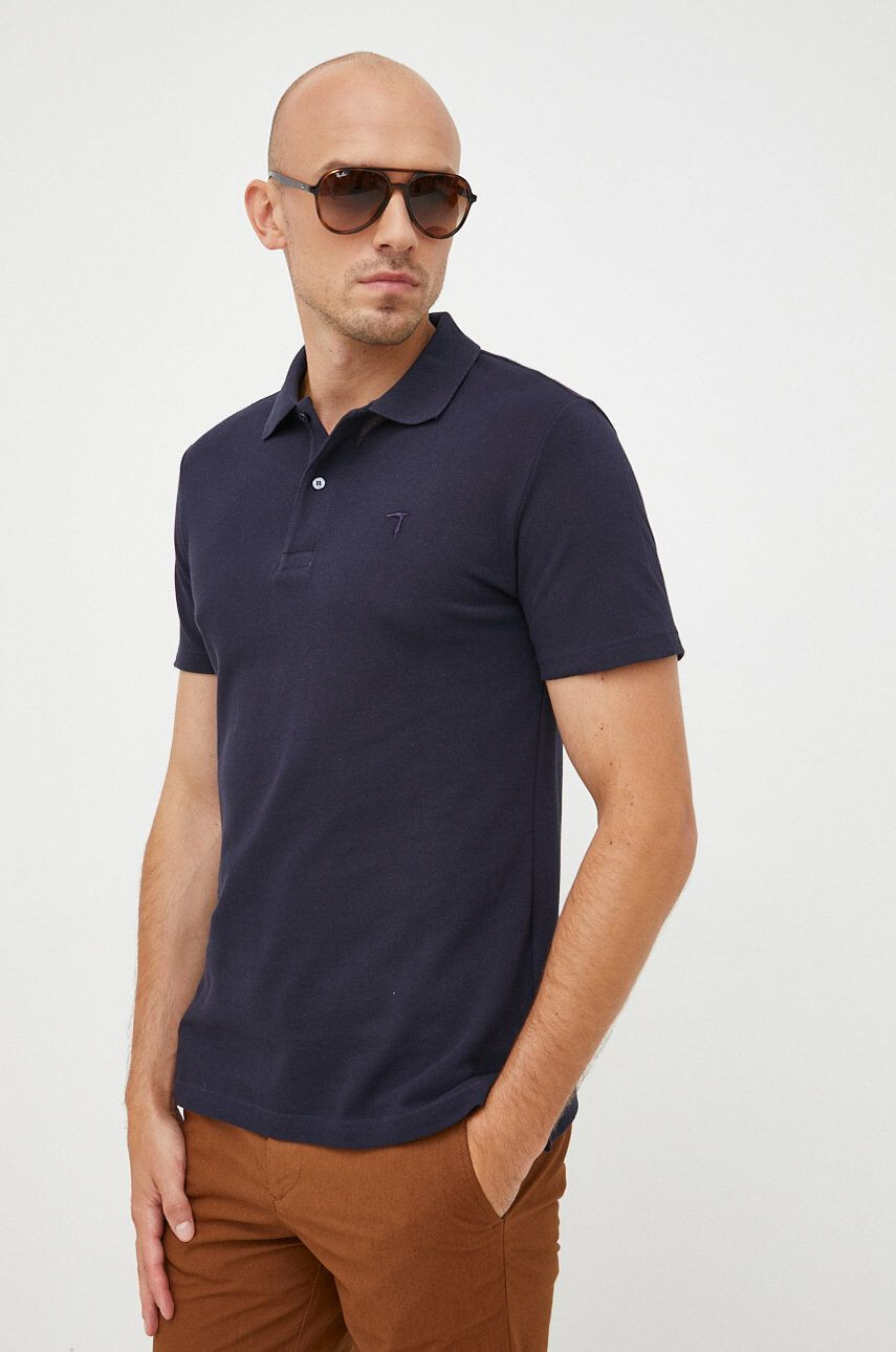 Trussardi polo de bumbac culoarea albastru marin neted - Pled.ro