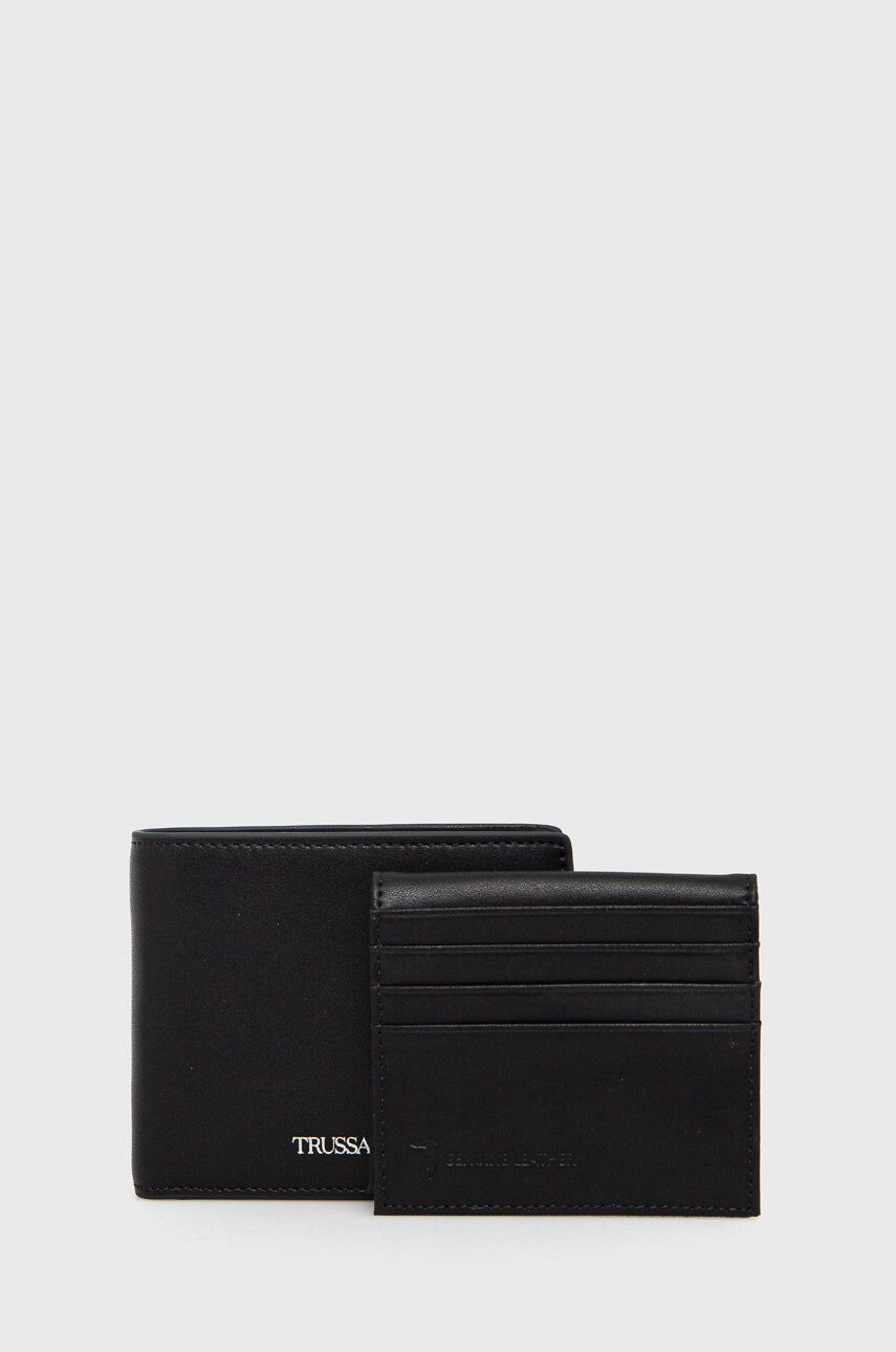 Trussardi portofel de piele barbati culoarea negru - Pled.ro