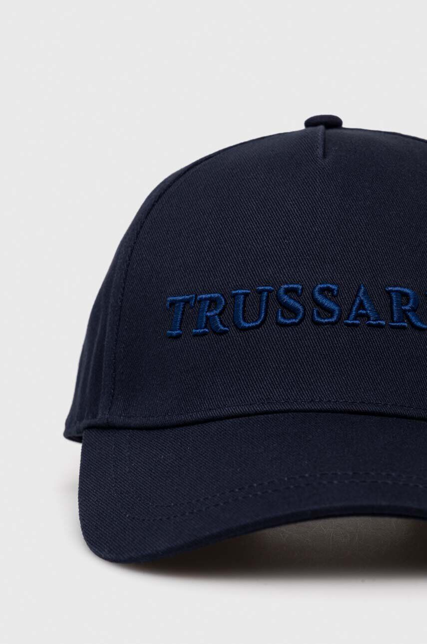 Trussardi șapcă de baseball din bumbac culoarea albastru marin cu imprimeu - Pled.ro