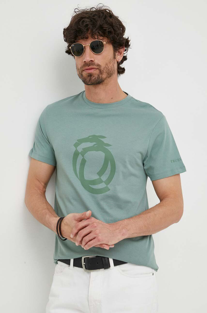 Trussardi tricou barbati culoarea verde cu imprimeu - Pled.ro