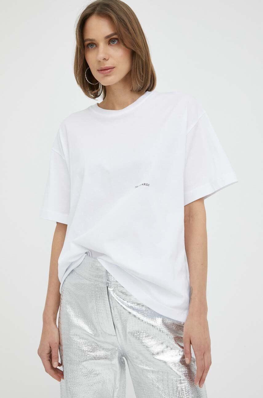 Trussardi tricou din bumbac culoarea alb - Pled.ro