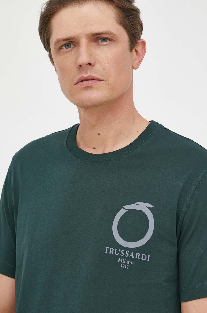 Trussardi tricou din bumbac culoarea verde cu imprimeu - Pled.ro