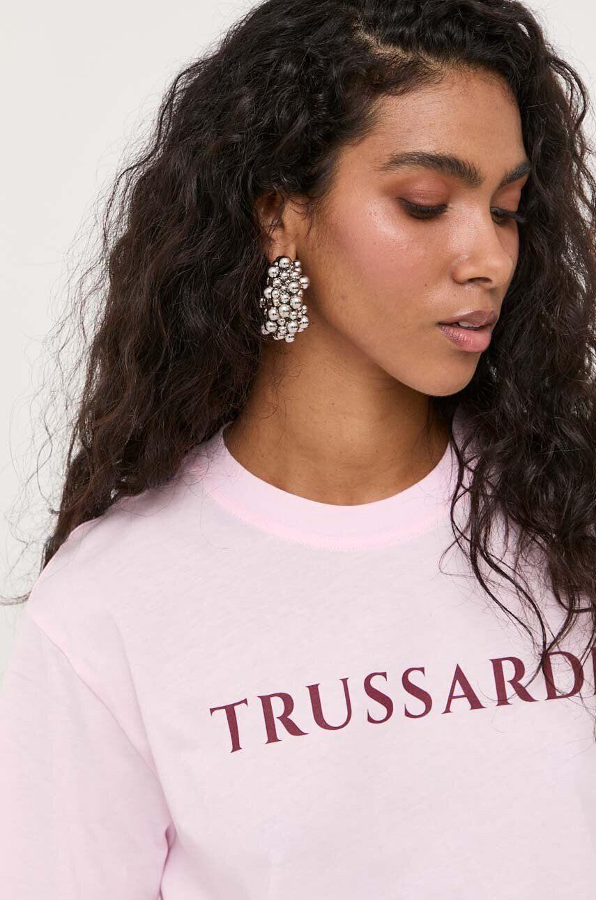 Trussardi tricou din bumbac culoarea roz - Pled.ro