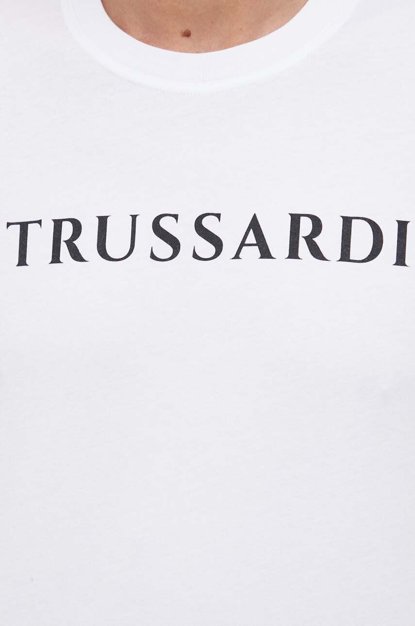 Trussardi tricou din bumbac culoarea alb cu imprimeu - Pled.ro